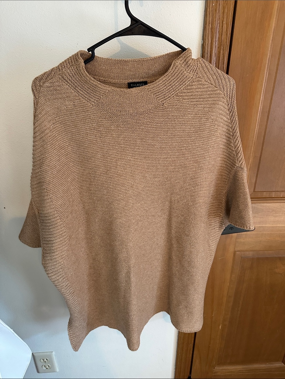 Talbots Camel Short Sleeve Knit Poncho